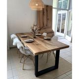 BRK Design Masif Ahşap Masa El Yapımı Dayanıklı Yemek ve Çalışma Masası - Ceviz - 130X80