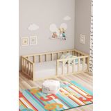 BRK Design Montessori Yatak Ayaksız Doğal %100 Çam Ahşap Çocuk Ve Bebek 120"200