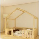 BRK Design Montessori Yer Yatağı – Çatılı Ev Tipi Çocuk Karyolası - Ahşap - 80 x 160 cm