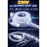 BRK LİGHTİNG 220V Su Geçirmez Şerit Led Beyaz Işık Fişli Aç-Kapa Düğmeli Kendinden Yapışkanlı 10 Metre