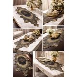 BRKE HOME DESİNG NAKIŞ İŞLEMELİ POLLY KUMAŞ RUNNER, 80x33 CM ÖLÇÜSÜ İSE GENELLİKLE ORTA SEHPALAR, DRESUARLAR VEYA KÜÇÜK MUTFAK MASALARI İÇİN İDEALDİR. LEKE TUTMAZ ŞIK VE LÜKS BOHEM GÖRÜNÜM