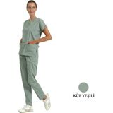 Brl Scruble | Likralı Doktor ve Hemşire Forması Unisex Cerrahi Takım - Küf Yeşili - 2XL