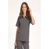 BRL Üniforma Tek Üst Likralı Unisex Doktor ve Hemşire Cerrahi Forması Füme | Medizip - XS