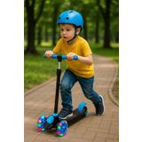 BRN Oyuncak Kız Erkek Frenli Denge Led Işıklı 3 Üç Tekerlekli Yükseklik Ayarlı Magic Çocuk Scooter