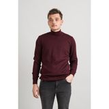 Brng Slimfit Boğazlı Likralı Erkek Triko Kazak - Bordo