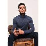Brng Slimfit Boğazlı Likralı Erkek Triko Kazak - XL - İndigo