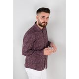 Brng Slimfit Desenli Erkek Gömlek - Bordo