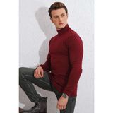 Brng Yarım Balıkçı Slimfit Likralı Erkek Kazak - 2XL - Bordo