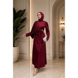 Brnmodest Zahide Taşlı Broşlu Beg Saten Kumaş Tesettür Abiye
