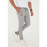 BROCARD Erkek Jogger Slimfit Bel Yarım Lastikli Duble Paça Gri Kumaş Pantolon