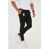 BROCARD Erkek Jogger Slimfit Bel Yarım Lastikli Duble Paça Siyah Kumaş Pantolon