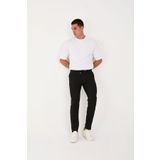 BROCARD Erkek Jogger Slimfit Bel Yarım Lastikli Siyah Kumaş Pantolon