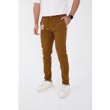 BROCARD Erkek Mevsimlik Jogger Slimfit Kalıp Bel Yarım Lastikli Likralı Camel Keten Pantolon