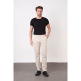 BROCARD Erkek Regular Fit Geniş Kesim Likralı Pamuklu Esnek Bej Chino Kanvas Pantolon
