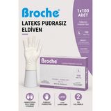 Broche Lateks Pudrasız Muayene Eldiveni L Beden 100 Adet