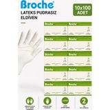 Broche Lateks Pudrasız Muayene Eldiveni S Beden 10'lu Paket