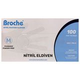 Broche Nitril Pudrasız Mavi Medium 100'lü Muayene Eldiveni