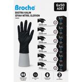 Broche ULTRA EXTRA KALIN (5 GR) SİYAH NİTRİL MUAYENE ELDİVENİ 6'LI PAKET L BEDEN