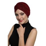 Brokar Bantlı Bordo Astarlı Hazır Türban Tesettür Bone
