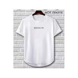 Broklyn Baskılı Original Ünisex Yazlık T-shirt Beyaz