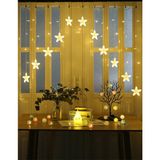 Brokoli Home 12 Saçaklı Yıldız Perde LED Gün Işığı 2,5 Metre Fişli 8 Fonksiyonlu Ramazan Led Işık Şerit Let Ramazan Süsü - 255 cm