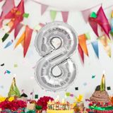 Brokoli Home 8 Numara Folyo Gümüş Balon 100Cm 40İnç Helyuma Uygun Parti Balonu Numaralar