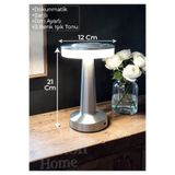 Brokoli Home Dokunmatik Masa Ve Gece Lambası Dokunmatik Lamba Abajur Led Şarjlı Masa Lambası Ledli Masa Silver 2