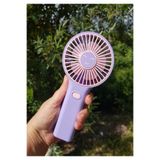 Brokoli Home Mini Fan USB Şarjlı Sessiz El Vantilatör Telefon Standlı 3 Kademe Mor