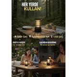 Brokoli Home USB + Solar Güneş Enerjili Kamp Lambası LED Kamp Feneri Ayarlanabilir Işık Balkon Dekorasyonu Siyah