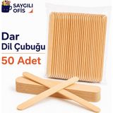 Brons 50 Adet Dar Dil Çubuğu Ahşap Küçük Abeslang Dondurma Dil Basma Ağda Çubuk - Natural