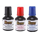 Brons Beyaz Tahta Kalemi Mürekkebi - 3 Adet (Siyah, Mavi, Kırmızı) 30 ml, Canlı Renkler, Kolay Silinen, Desensiz