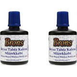 Brons Beyaz Tahta Kalemi Mürekkebi Mavi 100 cc. BR-354 2'li Paket