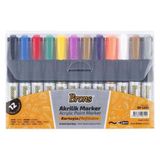 Brons Boyama Markörü Seti 4 mm Yuvarlak Uç 12 Renk Akrilik Marker