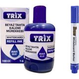 Brons Doldurulabilir Beyaz Yazı Tahtası Kalemi ve Trix 100 cc Mavi Mürekkep Seti