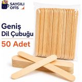Brons Saygılıofis 50 Adet Geniş Dil Çubuğu Ahşap Büyük Abeslang Dondurma Dil Basma Ağda Çubuk - Natural