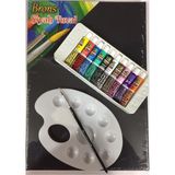 Brons Siyah Tual 25X35 Palet 10 Lu Akrilik Boya 4 No Fırça T.s