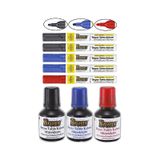 Brons Tahta Kalemi Mürekkebi Seti 30 ML Siyah - Mavi - Kırmızı