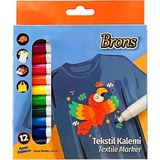 brons tekstil kalemi marker 12 renk set br-1001 - Yok