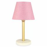 Bronz Gövdeli Abajur Pembe Dokuma Başlık