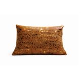 Bronz Kahverengi Taba Suni Deri Yastık, Altın Renkli Polka Noktalı Lüks Çağdaş Kanepe Kırlent Bronz Taba Kahverengi