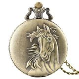 Bronz Renk Kabartma At Temalı Köstekli Cep Saati Sl8095