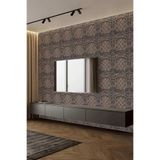 Bronz Siyah Eskitme Klasik Panjur Desenli Tek Parça Tekstil Duvar Kağıdı, 200 x 100