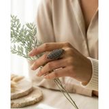 Bronz Vintage Kadın Yüzük Otantik Bakır Takı Minik İnci İşli Mekik Model Ayarlanabilir