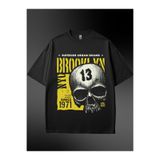 Brooklyn Superior Urban Streetwear Baskılı Oversize Unisex Pamuklu Siyah T-shirt qaz22sb