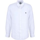 Brooks Brothers Beyaz Erkek Regular Fit Logo Baskılı %100 Keten Gömlek BBSS26MSH022