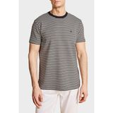Brooks Brothers Bisiklet Yaka Çizgili T-Shirt Erkek T Shirt BBSS26MTS016157 - Lacivert - Beyaz