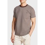 Brooks Brothers Bisiklet Yaka Çizgili T-Shirt Erkek T Shirt BBSS26MTS016292 - Ekru - Kahve - 2XL