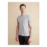 BROOKS BROTHERS Bisiklet Yaka Gri Erkek T-Shirt BBSS25MTS011