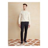 Brooks Brothers Bisiklet Yaka Standart Saç Örgü Desenli Kırık Beyaz Erkek Kazak BBSS25MKL021 - XS