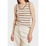 Brooks Brothers Çizgili Bisiklet Yaka Atlet Bayan Atlet BBSS26FKT010444 - Bej - Beyaz - XL